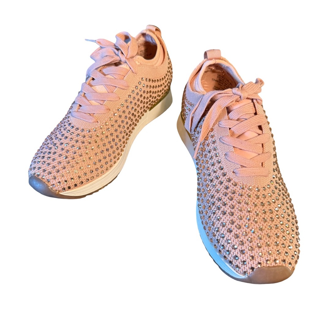 Kenneth Cole NWT Women's Stunning Pink Knit Rhinestone Bling Sneakers (SH217) - Picture 4 of 12